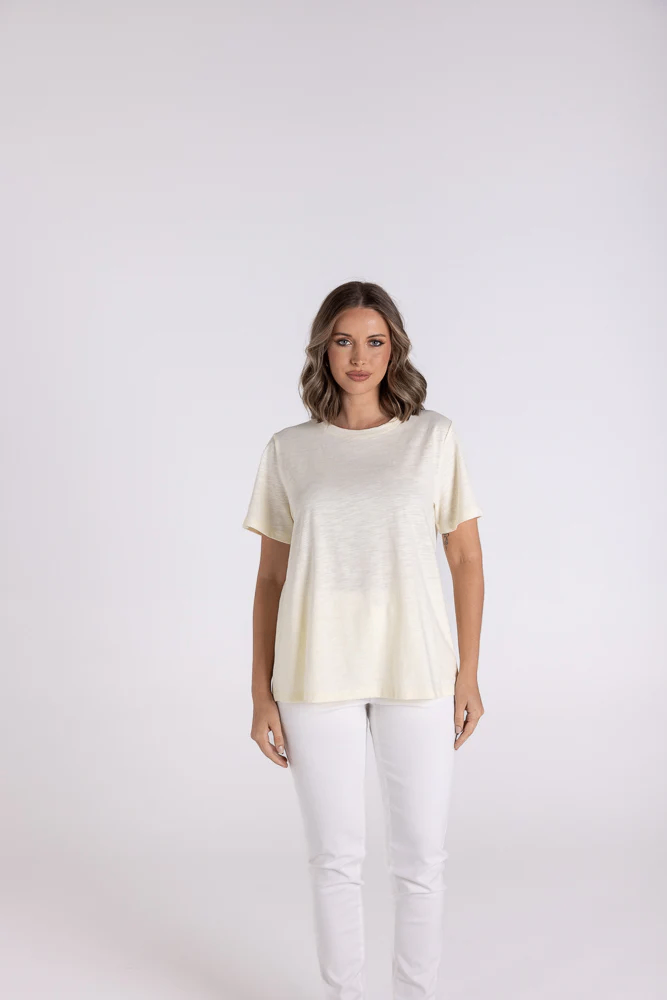 Two-T's - Crew Neck T-Shirt - Butter colour front shot