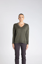 Load image into Gallery viewer, Two-T's - Double V Neck Sweater - Khaki Colour front shot
