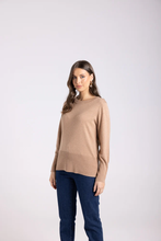 Load image into Gallery viewer, Two-T&#39;s - Merino Cotton Crew Neck Knit - Camel colour front shot
