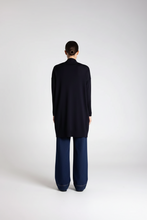 Load image into Gallery viewer, Two-T's - Merino Long Cardigan - Ink colour back shot
