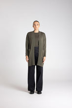 Load image into Gallery viewer, Two-T's - Merino Long Cardigan - Khaki colour front shot
