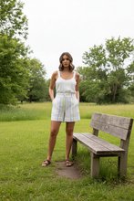 Load image into Gallery viewer, Two-T's - Multi Stripe Linen Short multi colored front shot
