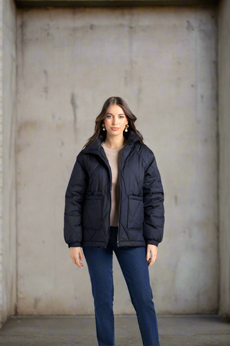 Two-T's - Puffer Jacket - French Navy colour front shot