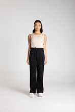 Load image into Gallery viewer, Two-T's - Track Pant - Black With Oat Ivory Stripe colour front shot
