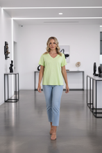 Load image into Gallery viewer, Two-T's - V Neck T-Shirt - Lime colour front shot

