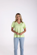 Load image into Gallery viewer, Two-T's - V Neck T-Shirt - Lime colour front shot
