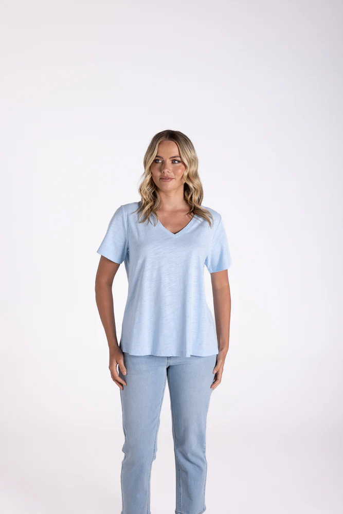 Two-T's - V Neck T-Shirt - Pale Blue colour front shot