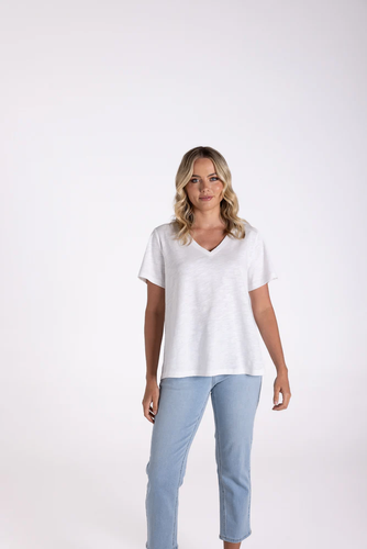 Two-T's - V Neck T-Shirt - White colour front shot