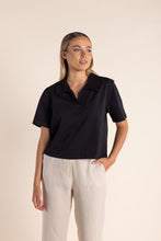 Load image into Gallery viewer, Two-T&#39;s Crop Polo - Black Front view

