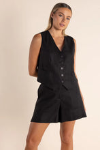 Load image into Gallery viewer, Two-T's Linen Waist Coat - Black colour front shot
