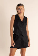 Load image into Gallery viewer, Two-T's Linen Waist Coat - Black colour front shot
