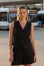 Load image into Gallery viewer, Two-T's Linen Waist Coat - Black colour front shot
