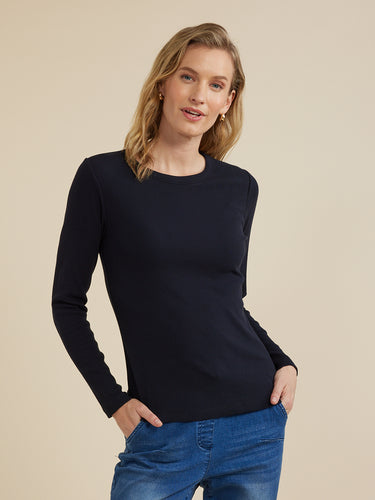 Yarra Trail Long Sleeve Rib Top Front View
