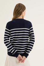 Load image into Gallery viewer, Yarra Trail - Accession Cardi - Navy/ White colour back shot
