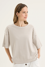 Load image into Gallery viewer, Yarra Trail - Banda Tee - Ecru/ Mocha colour front shot
