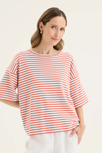 Load image into Gallery viewer, Yarra Trail - Banda Tee - White/ Volcanic colour front shot
