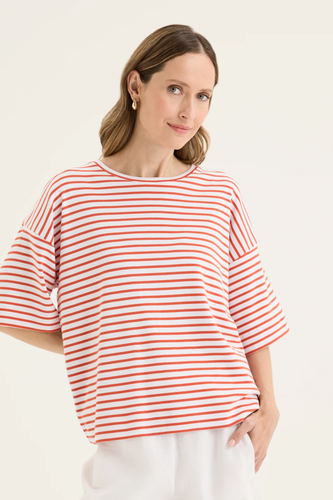 Yarra Trail - Banda Tee - White/ Volcanic colour front shot