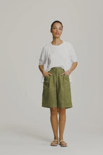 Load image into Gallery viewer, Yarra Trail - Bermuda Short in Moss colour front shot
