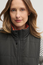 Load image into Gallery viewer, Yarra Trail - Levity Puffer Vest - Black/ Autumn colour front shot
