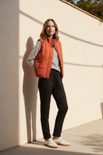 Load image into Gallery viewer, Yarra Trail - Levity Puffer Vest - Black/ Autumn colour front shot
