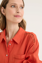 Load image into Gallery viewer, Yarra Trail - Tirari Dress - Volcanic colour front closed up shot
