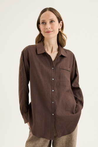 Yarra Trail - Tirari Shirt - Espresso colour front shot