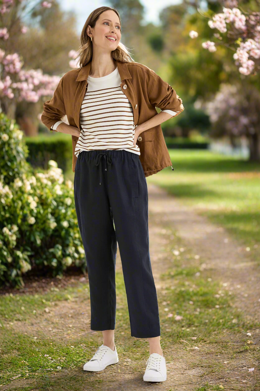 Yarra Trail - Tirari Slim Pant - Navy colour front shot