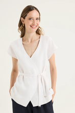 Load image into Gallery viewer, Yarra Trail - Tirari Wrap Top - White colour front shot
