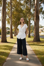 Load image into Gallery viewer, Yarra Trail - Tirari Wrap Top - White colour front shot
