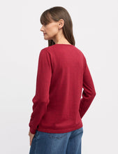 Load image into Gallery viewer, Yarra Trail - Villa Knit Top - Cherry colour back shot
