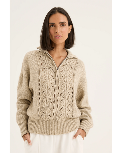 Yarra Trail - Vine Knit - Ecru colour front shot