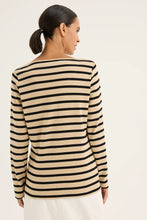 Load image into Gallery viewer, Yarra Trail - Boardwalk Tee - Oat/ Navy colour back shot

