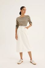 Load image into Gallery viewer, Yarra Trail - Boardwalk Tee - Oat/ Navy colour front shot
