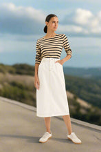Load image into Gallery viewer, Yarra Trail - Boardwalk Tee - Oat/ Navy colour front shot
